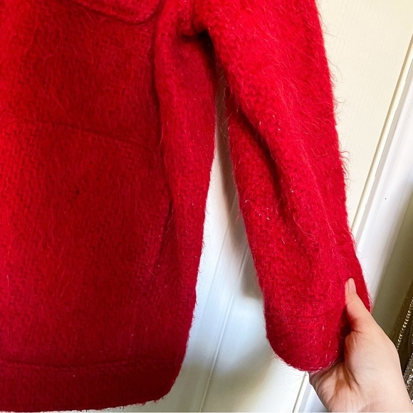 Sezane Jacket Alda Wool Mohair Alpaca Shacket Fuzzy Winter Fall Red 42 GUC - Picture 4 of 11